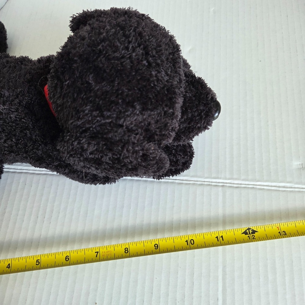 Yangjee Stuffed Plush Black Puppy Dog Red Collar Floppy Soft Beanbag 12" Vintage - Picture 12 of 12